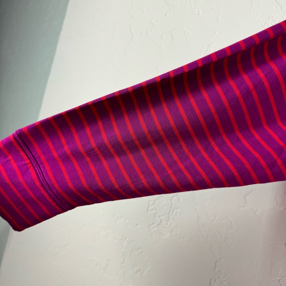 Gap Hoodie Cloud Light Pullover Sweatshirt Knit Striped Purple Red Jersey Fabric - Picture 5 of 8